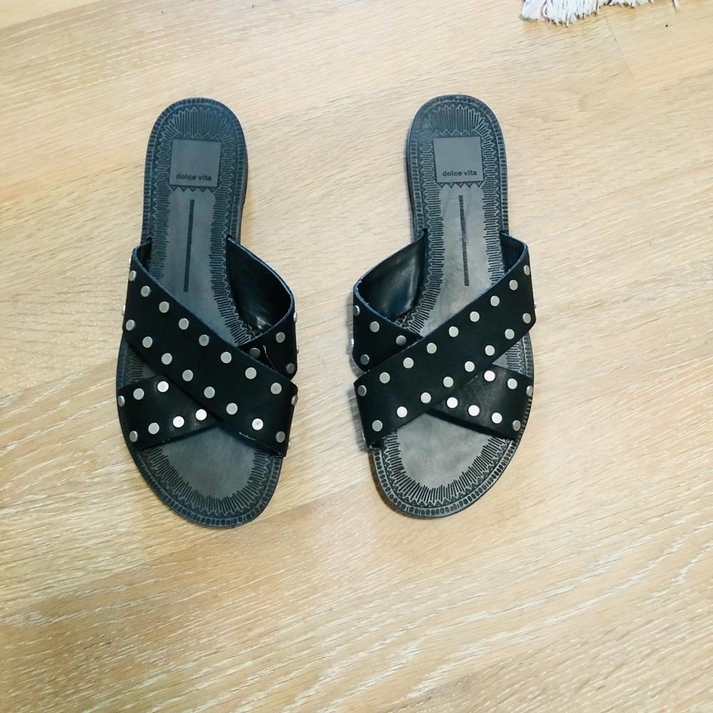 Dolce Vita leather studded slides